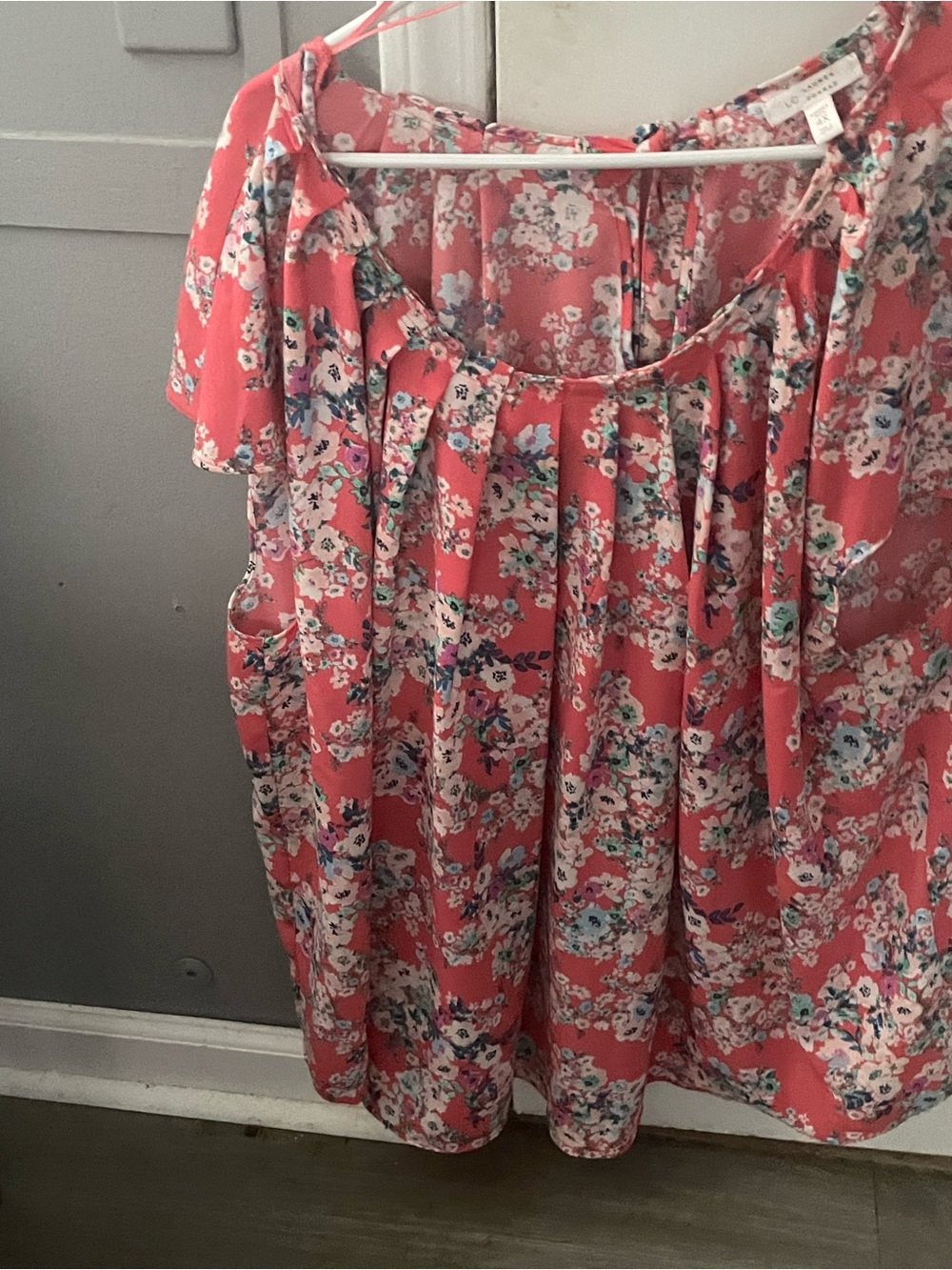 LC Lauren Conrad Coral Floral A-Line Skirt